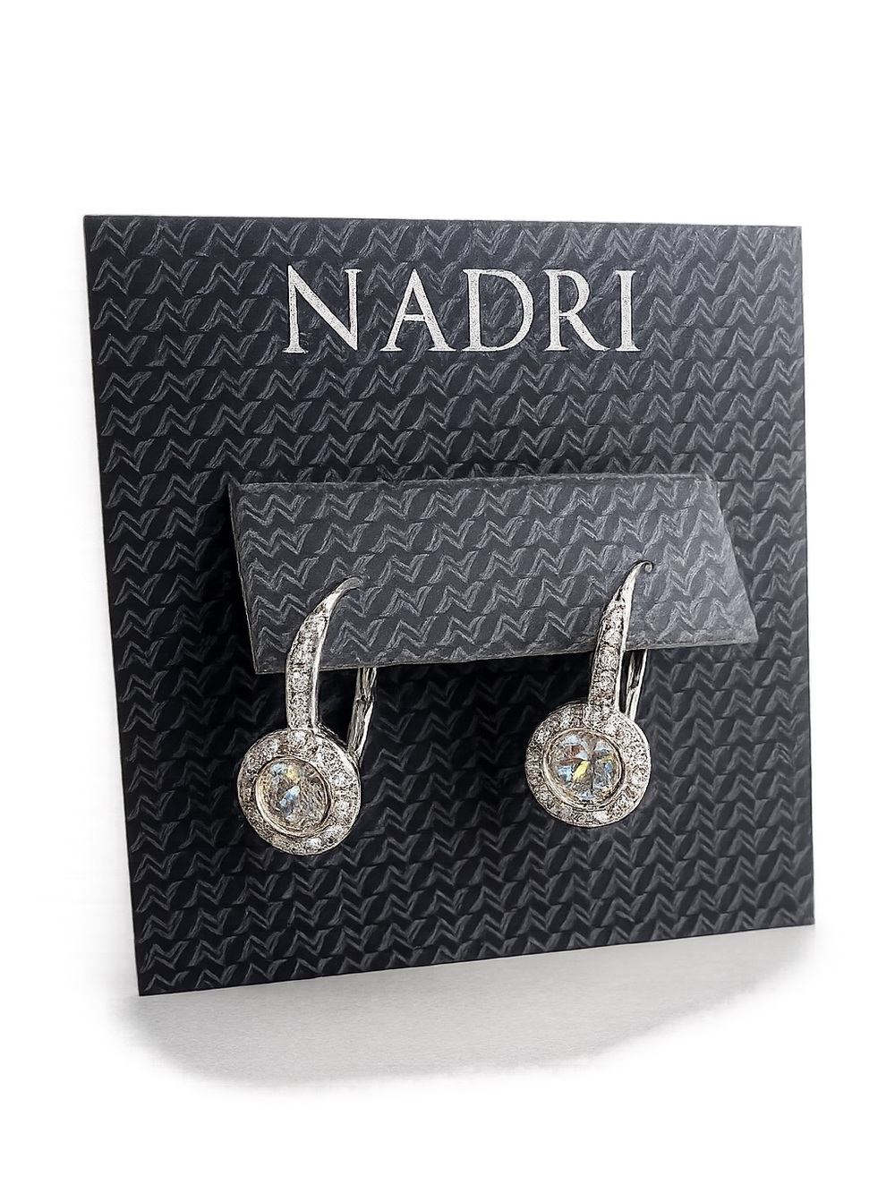Nadri Silver Crystal Halo Drop Earrings - Clear
